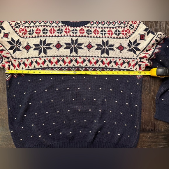 Polo Ralph Lauren Navy and Cream Snowflake Fair Isle Holiday Crewneck Sweater - Picture 3 of 5
